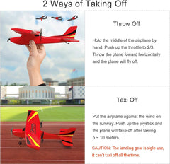 HAWK'S WORK 2 Channel RC Airplane, RC Plane Ready to Fly, 2.4GHz Remote Control Airplane, Easy to Fly RC Glider for Kids & Beginners (Red)