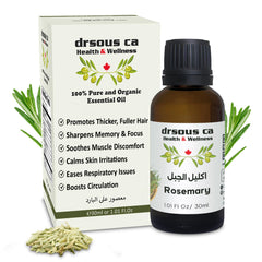 Drsous Ca Organic Rosemary Essential Oil 30ml | 100% Pure Cold Pressed Rosemary Oil for Hair Growth, Skin care | Natural Hair Serum for Dry Damaged Hair Treatment | Made in Palestine