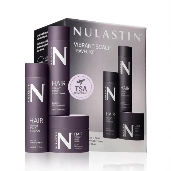 NULASTIN Vibrant Scalp Travel Kit – Volumizing Shampoo, Conditioner & Scalp Scrub for Fine Hair