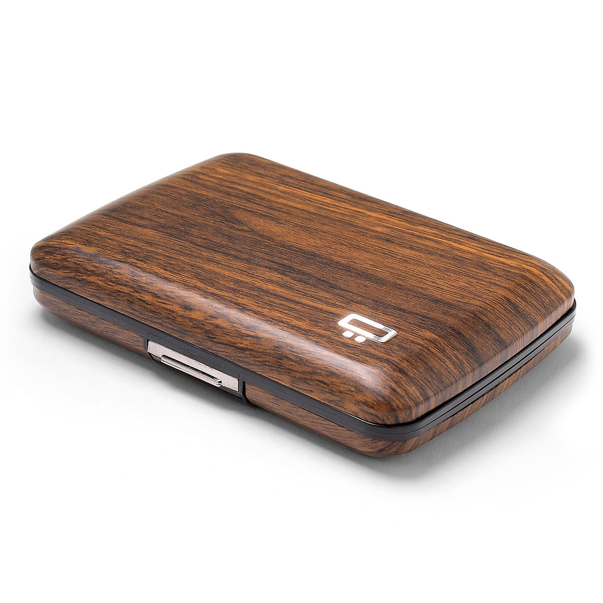 Aluminium Smart Case V2 Wallet - Metal Clasp - RFID Blocking Card Holder - Holds up to 10 Cards and Banknotes - Covering Wood Imitation Sequoia