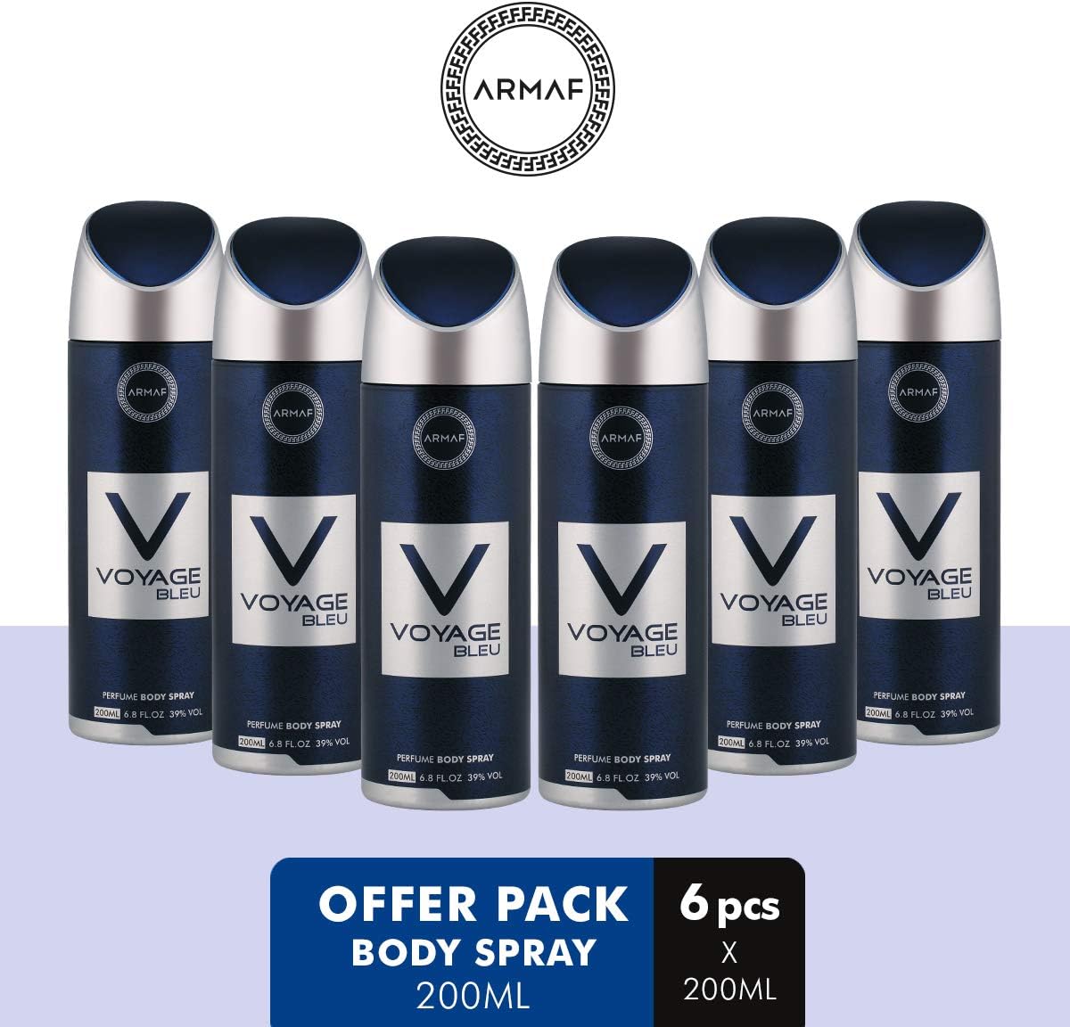 Voyage Bleu For Men, Perfume Body Spray, Deodorant For Him, 200ml (PACK OF 6) By ARMAF, From The House of Sterling