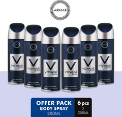 Voyage Bleu For Men, Perfume Body Spray, Deodorant For Him, 200ml (PACK OF 6) By ARMAF, From The House of Sterling