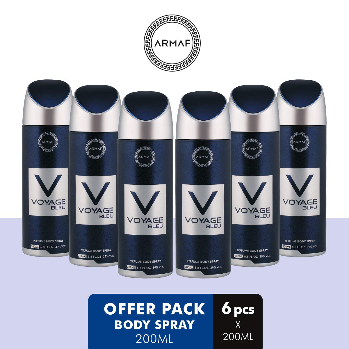 Voyage Bleu For Men, Perfume Body Spray, Deodorant For Him, 200ml (PACK OF 6) By ARMAF, From The House of Sterling