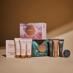 INIKA Organic Foundation Trial Set, Natural Mineral essentials kit, Vegan, Cruelty-Free, Paraben-Free, Rich in Antioxidants and Essential Fatty Acids, Comes in Sustainable Packaging - Tan