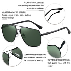 KANASTAL Polarized Sunglasses for Men Women, Large Memory Metal Frame Lightweight Sun Glasses 100% UV400 Protection Shades for Driving