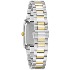 Bulova Ladies' Classic Diamond Two-Tone Stainless Steel 3-Hand Quartz Watch, Rectangle - Band Two Tone