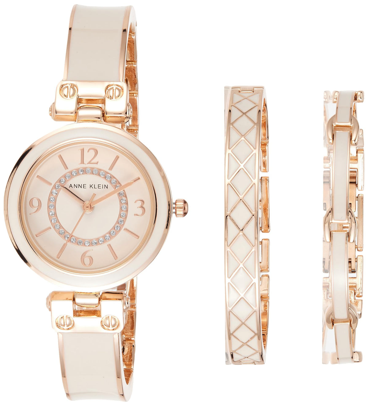 Anne Klein Women's Accented Bangle Watch and Bracelet Set, AK/3296