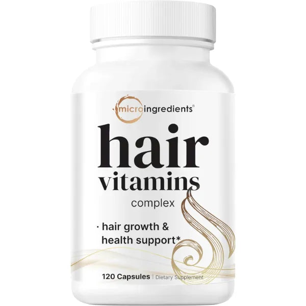 Micro Ingredients Hair Vitamins Complex, 120 Capsules | Hair Supplements for Women & Men with Hydrolyzed Collagen, Keratin, Methylfolate, Bamboo Extract, Vitamin C, Biotin, Saw Palmetto, & More