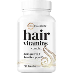 Micro Ingredients Hair Vitamins Complex, 120 Capsules | Hair Supplements for Women & Men with Hydrolyzed Collagen, Keratin, Methylfolate, Bamboo Extract, Vitamin C, Biotin, Saw Palmetto, & More