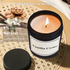 FRAGSCEN Vanilla Cookie Scented Candles, Vanilla Candle for Home, Candles Gifts for Women, Candles for Home Scented,Natural Soy Wax Candle, Candles for Bedroom, Bathroom & Kitchen 7oz 40 Hours