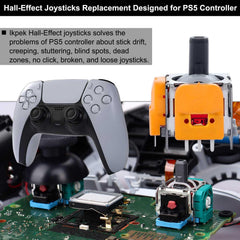 TERRIFI 4 Pack Hall-Effect Joysticks Replacement for DualSense PS5 Controller, 3D Analog Sensor Wheel Thumb Sticks Joystick Rocker Module Replacement for PlayStation 5 Controller