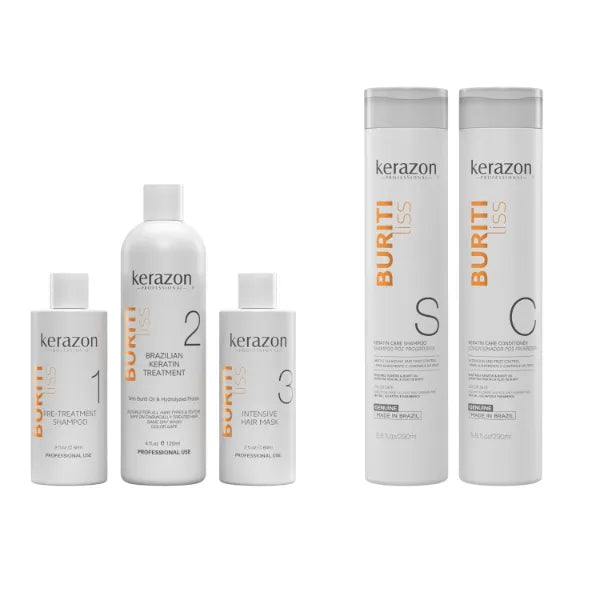 Kerazon Professional Clarifying Shampoo with Brazilian Keratin Treatment and Intensive Hair Mask KIT + Sulfate Free and Sodium Free Shampoo & Conditioner KIT