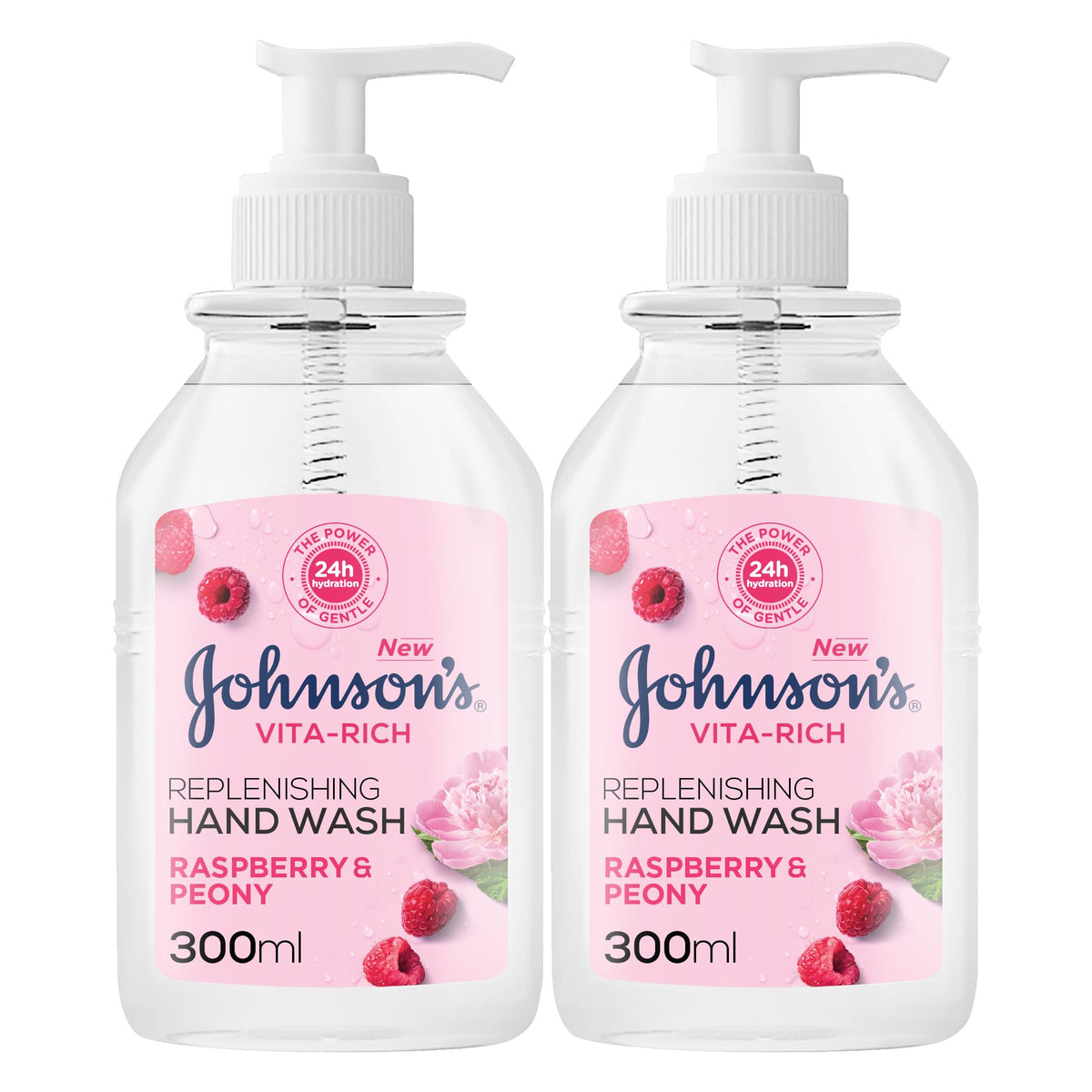 Johnson'S Vita-Rich, Replenishing Hand Wash, Raspberry And Peony, 2x300Ml