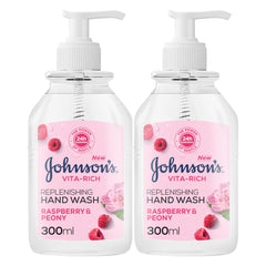 Johnson'S Vita-Rich, Replenishing Hand Wash, Raspberry And Peony, 2x300Ml