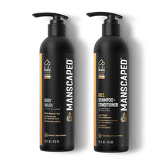 MANSCAPED Refined Body Wash & 2 In 1 Shampoo & Conditioner, Luxurious Clean Shower Gel for Hydrating Skin Infused with Aloe Vera & Sea Salt & Shampoo Infused with Coconut Water for Nourishing Hair