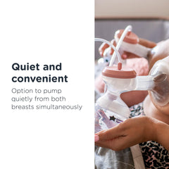 Tommee Tippee Made for Me Double Electric Breast Pump, Massaging Silicone Cup, USB Rechargeable, Quiet, Portable, Express Modes, Baby Bottle Included