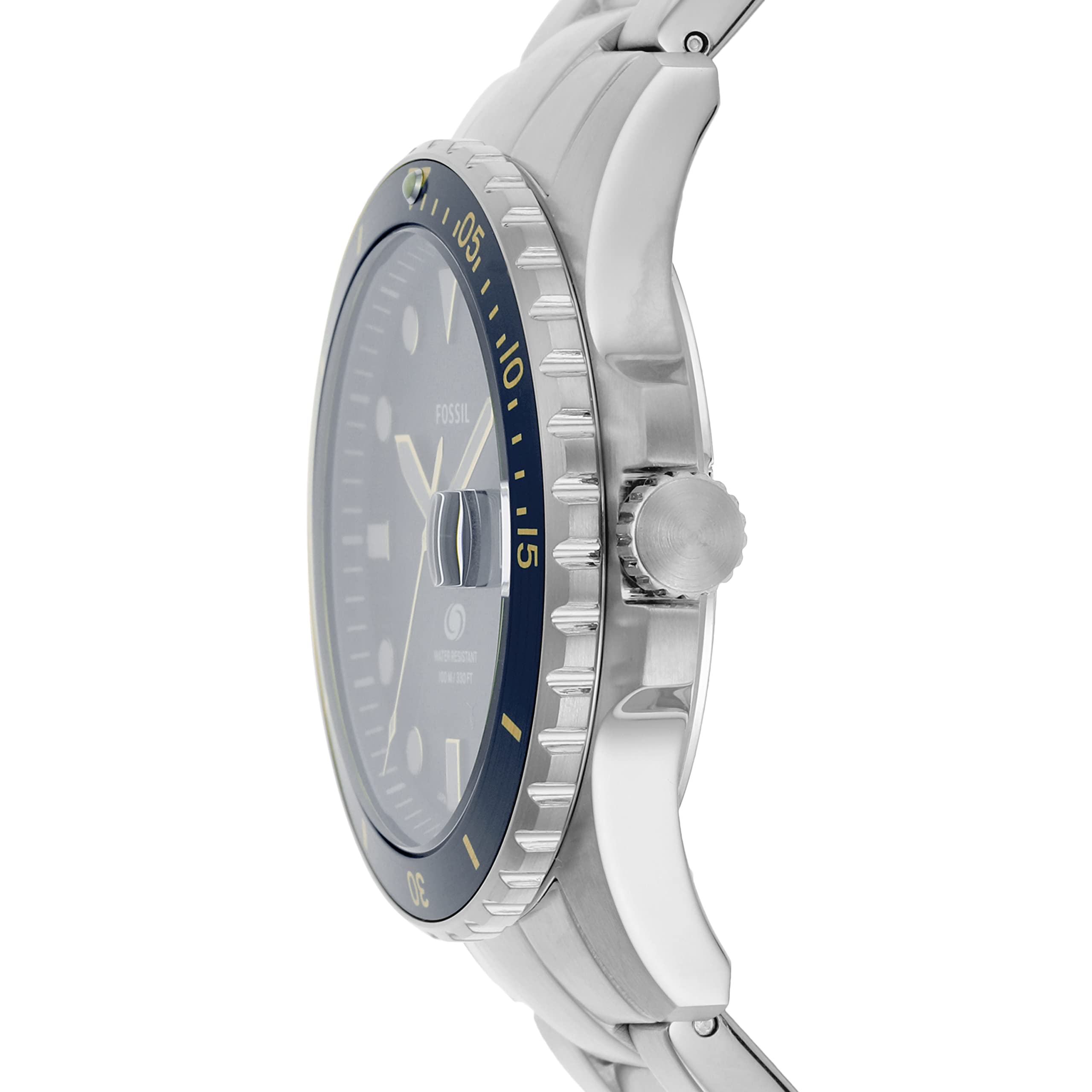 Fossil Men's Fossil Blue Quartz Stainless Steel Three-Hand Watch, Color: Silver (Model: FS5949), Silver, One Size, Blue 3 Hand Date Watch - FS5949