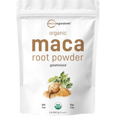 Micro Ingredients Organic Maca Root Powder, 2 Pound, Gelatinized for Better Absorption, Rich in Antioxidants, No GMOs, Vegan Friendly and Peru Origin