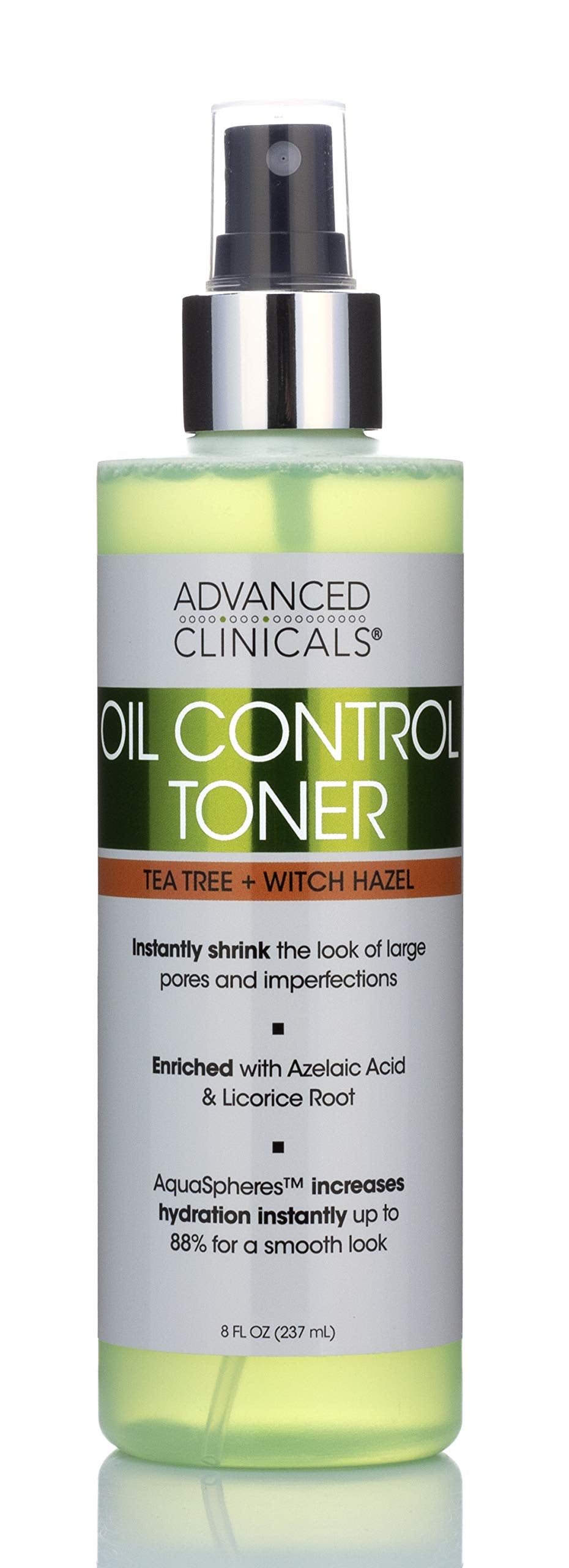 Advanced Clinicals Tea Tree & Witch Hazel Oil Control Toner, 237 ml