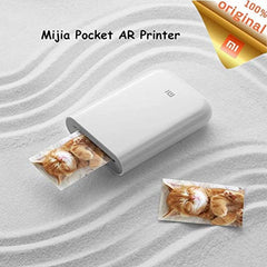 Xiaomi Mijia AR Printer 300dpi Portable Photo Mini Pocket with DIY Share 500mAh Picture Printer Work with Mijia AR Zink Photo Printer, White, Large