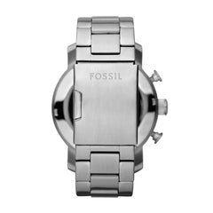 Fossil Nate Men's Watch with Oversized Chronograph Watch Dial and Stainless Steel or Leather Band Silver