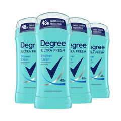 Degree Ultra Fresh Antiperspirant Deodorant Stick Shower Clean for 48H Sweat and Odor Protection for Women, 2.6 oz (Pack of 4)