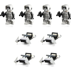 LEGO Star Wars The Mandalorian Minifigure Combo 4 Pack - Imperial Scout Troopers with Blasters and 4 X Speeder Bikes 75292