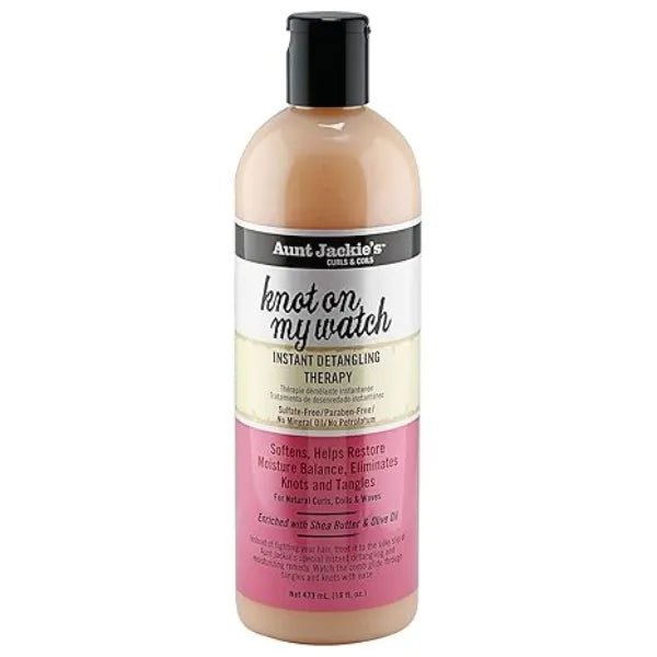 Aunt Jackie's Curls and Coils Knot On My Watch Instant Hair Detangling Therapy for Natural Curls, Coils and Waves, Enriched with shea Butter, 16 oz