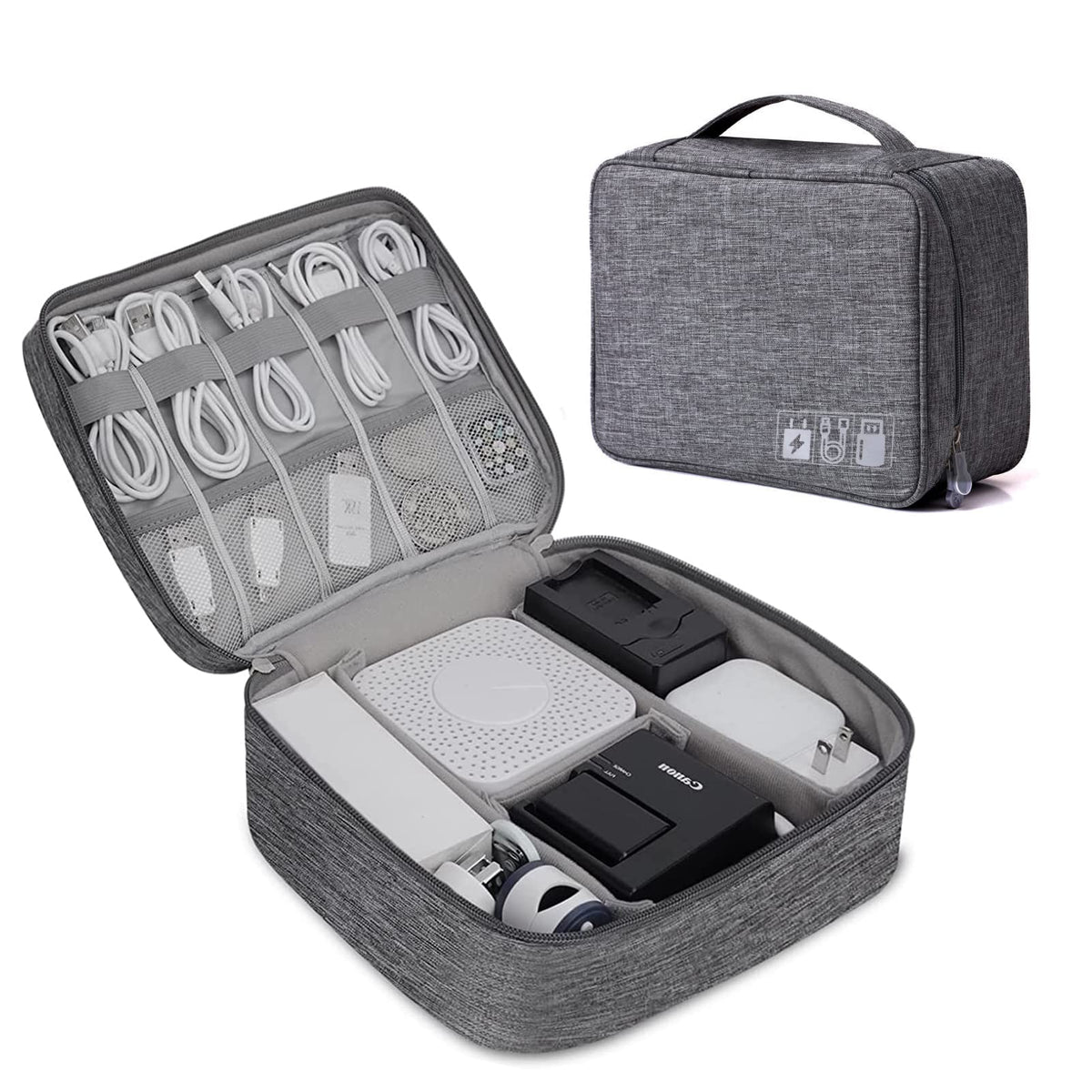DAYONG Cable Organizer Bag, Electronic Accessories Bag, Portable Digital Storage Bag, Travel Gadgets Storage Case, Cable Organizer Bag Gadget Carry Bag for Hard Drives, Cables, Power, USB(Grey)