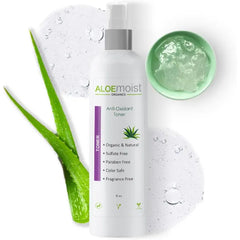 AloeMoist Organics Aloe Vera Toner for Sensitive Skin: Hydrating Facial Toner for Women Anti-Aging Dry, Oily & Acne Prone Skin with Soothing Aloe Vera, Pore Minimizing Witch Hazel, pH Balancing Antioxidant Green Tea, 8 oz