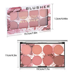 MISS ROSE M 8 Colors Face Blush Palette,Professional Facial Makeup Blusher,Natural and Long Lasting Delicate Contour Palette,Highlight Blush Palette (8 colors)