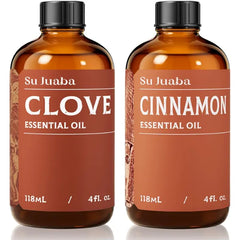 SU JUABA Clove Essential Oil and Cinnamon Essential Oil - 4 Fl Oz