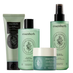 ESSENHERB Tea Tree Foam Cleanser (5.07 fl oz) + 90 Calming Toner (10.82 fl oz) + 90 Clear Body Spray (6.76 fl oz) + Soothing In Calming Cream (2.70 fl oz)