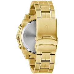 Bulova Men's Icon High Precision Quartz Chronograph Watch, Curved Mineral Crystal, 300m Water Resistant, Continuous Sweeping Secondhand, Luminous Markers - Gold Tone