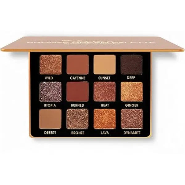 Lamora Bronze Eyeshadow Palette 12 Soft Warm Brown Shadows, Multi Use Eye Makeup Palette with Matte & Shimmer Finishes, Ultra Blendable Everyday Neutrals, Long lasting Wear Travel Makeup with Mirror