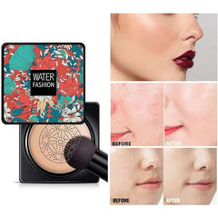 Mushroom Head Air Cushion CC Cream Foundation Cover Concealer Nude Makeup Moisturizing Brightening Pigment Liquid Foundation, Even Skin Tone Makeup Base (Natural)