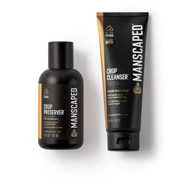 MANSCAPED The Crop Preserver & Crop Cleanser, Men's Anti-Chafing Ball Deodorant with Cooling Aloe Vera & Invigorating Shower Gel Infused with Vitamin E and Aloe for Below-The-Waist Cleaning