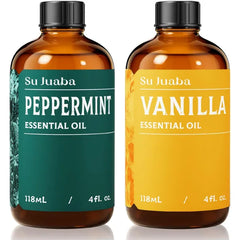 SU JUABA Peppermint Essential Oil and Vanilla Essential Oil - 4 Fl Oz