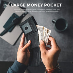 VULKIT Men's Card Holder Wallet Pop Up Wallet Magnetic Closure RFID Blocking Tri-fold Leather Wallet
