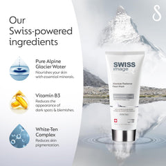 Swiss Image Brightening Face Wash with Niacinamide, 200 ml, Deeply Cleanses, Removes Make Up, Gives Even Toned & Glowing Skin, Reduces Pigmentation & Blemishes, All Skin Types, Men & Women, Swiss Made