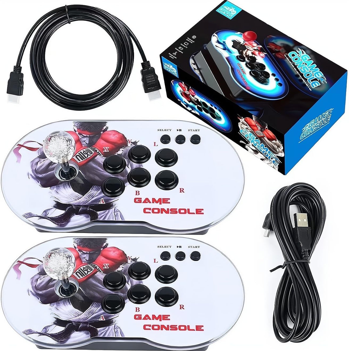 Beauenty Pandora Box HD 4K arcade controller Joystick 10000+ Games Game Console HDMI-64G 2 Player Game compatible 3D Dual Controller Joystick Game Player for PS1 (M9)