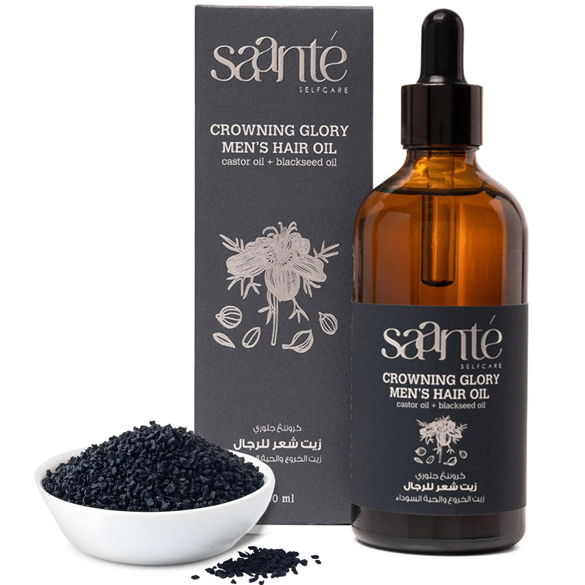 Saante Crowning Glory Men Hair Oil, DHT Blocker, Pumpkin Seed Oil for Hair Fall, Scalp Detox, Supports Stronger Hair Growth - 100 ml