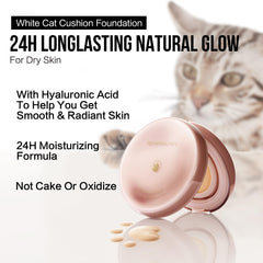 CARSLAN Moisture Air Cushion Cream Face Foundation Makeup, Lightweight, Full Dewy Coverage, Builable Glow, Finish Foundation with Hyaluronic acid, P01 Fair Pink For Dry Skin (Refill Included)