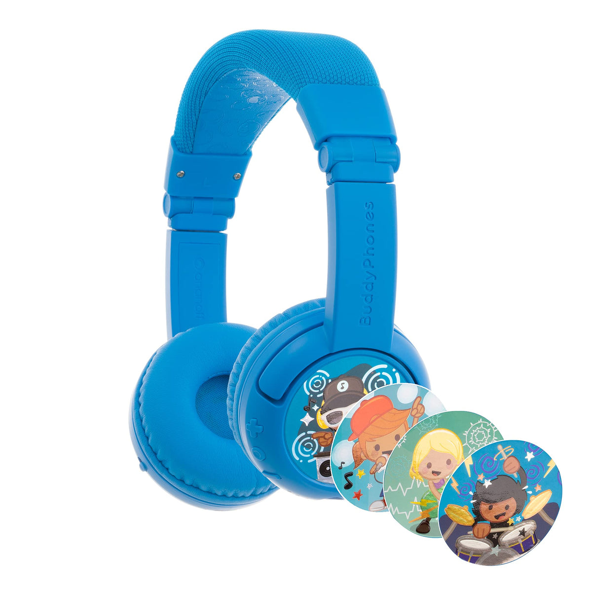 BuddyPhones Play Plus Wireless Bluetooth Headphones for Kids by Onanova with 20 Hour Battery Life and 3 Volume Settings, Cool Blue, BT-BP-PLAYP-Blue, Standard
