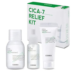 COSRX CICA Relief Kit, Toner, Serum, Cream with Centella Asiatica, Sensitive Skin, Soothing, Moisturizing, Travel Size Set, Korean Skin Care.
