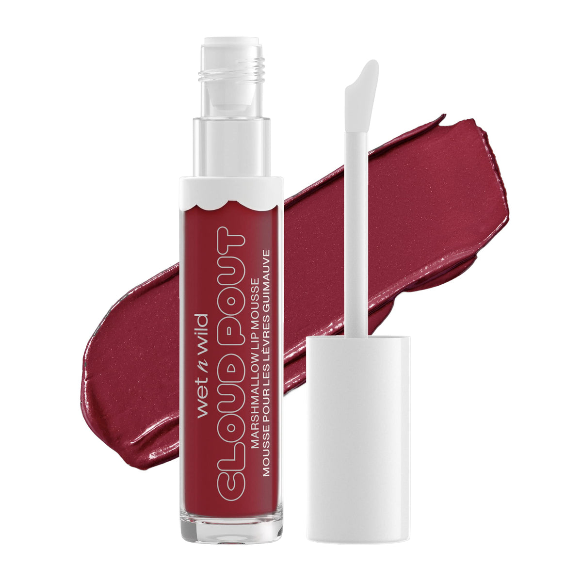 wet n wild Lip Cream Cloud Pout w/Marshmallow, Dark Red I'm On Cloud Wine | Argan Oil | Vitamin E