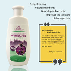 Hristina Anti Hair Loss Shampoo | 100% Natural Hair Care | Hair Growth Shampoo, Reducing Hair Loss And Repair Treatment With Argan oil, Jojoba and Avocado oils For Men and Women | 400 ml