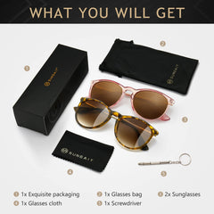 SUNGAIT Vintage Round Sunglasses for Women Men Classic Retro Designer Style