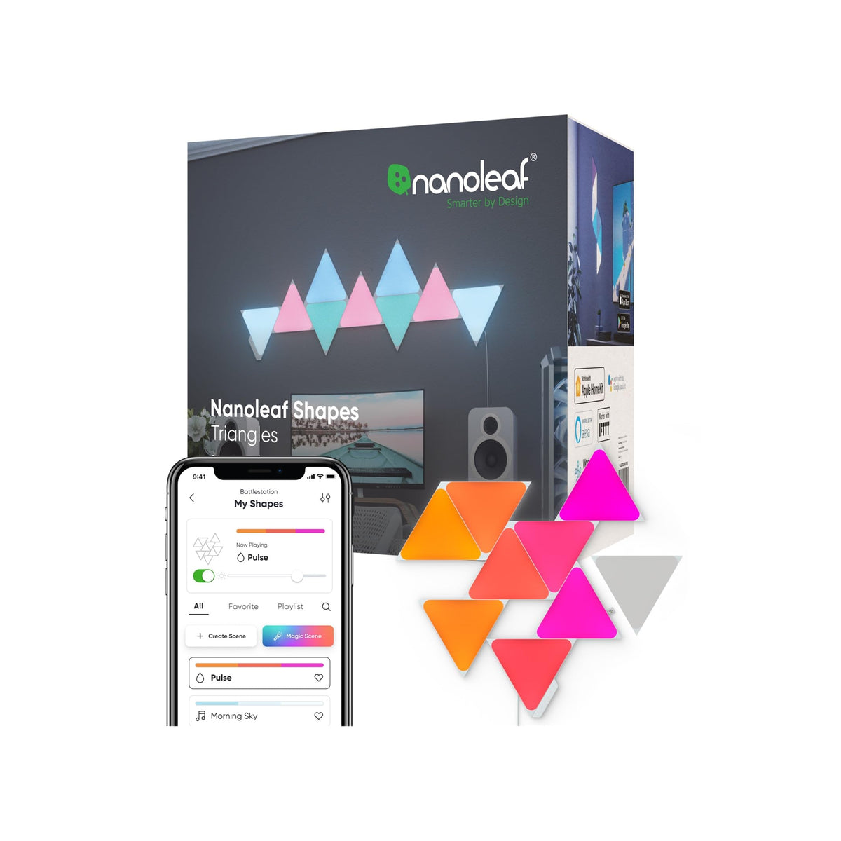 Nanoleaf SHAPES Triangles Starter Kit - Smart WiFi LED Panel System w ...