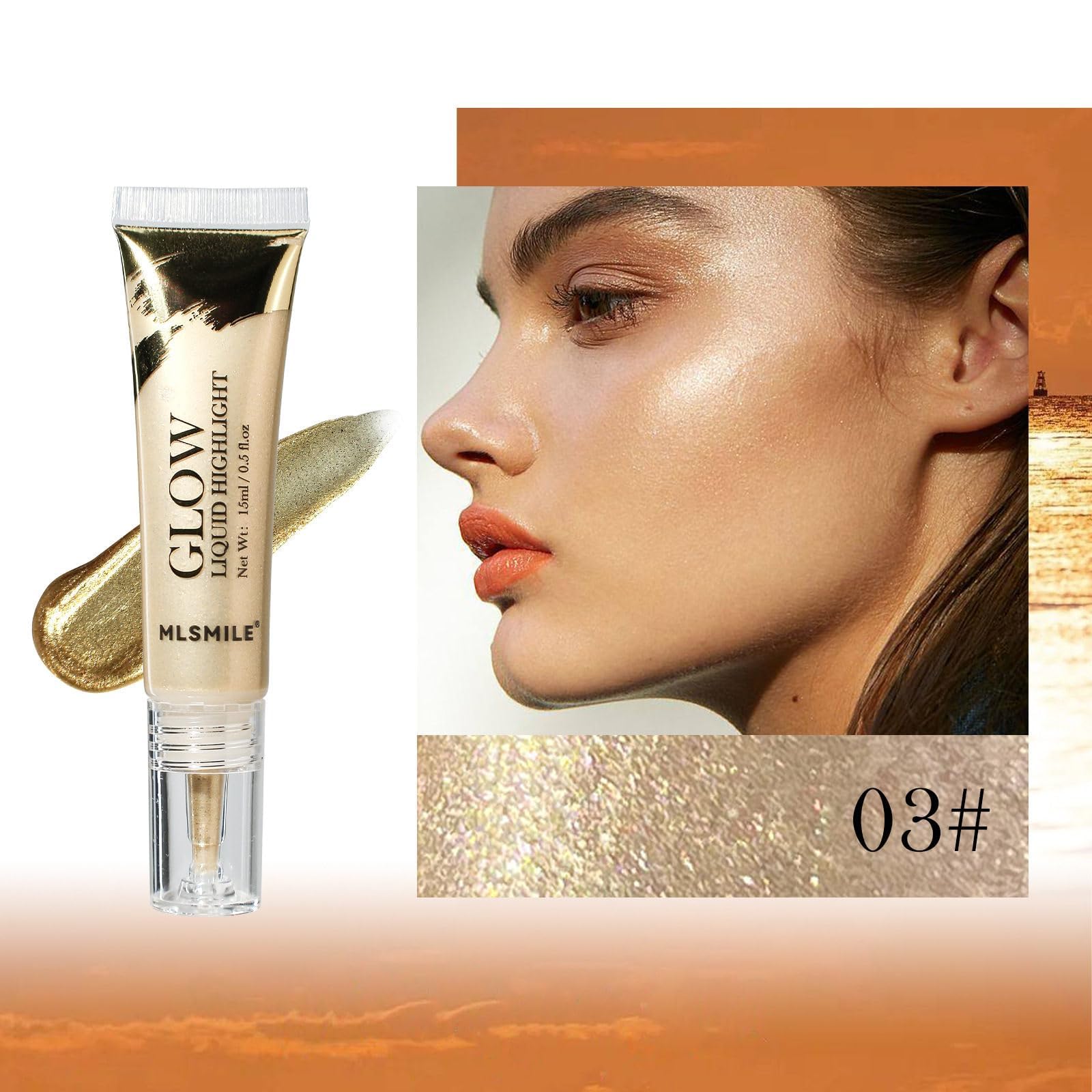 NALACAL 2Pcs Shimmer Liquid Highlighter, Chameleon Metallic Eyeshadow, Glowing Face Highlighter Makeup Multifunctional Long Lasting Moisturizing Lightweight (Pink and Champagne Gold)